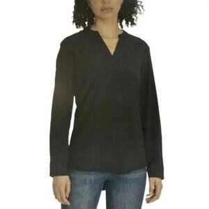 REV Women's M Black Long-Sleeve Top With V-Neck 4-Way Stretch N0329
